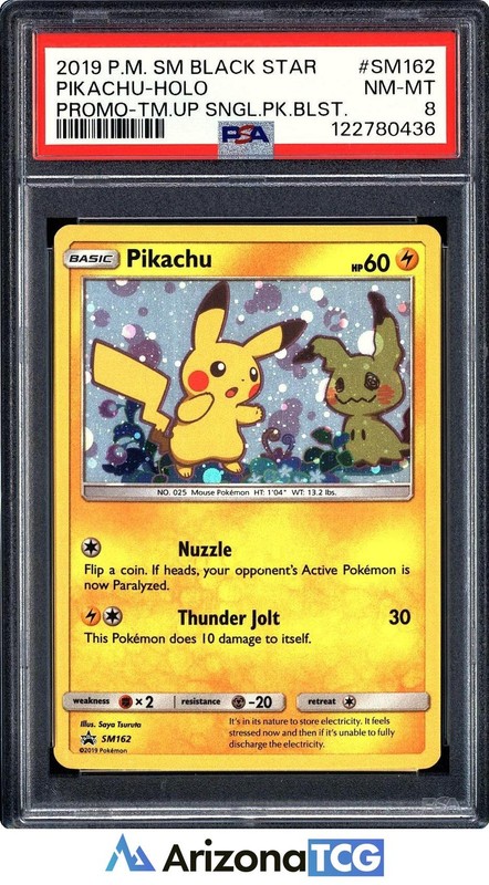 Pokemon 2019 Pikachu SM162 Holo Black Star Promo SM Black Star PSA 8