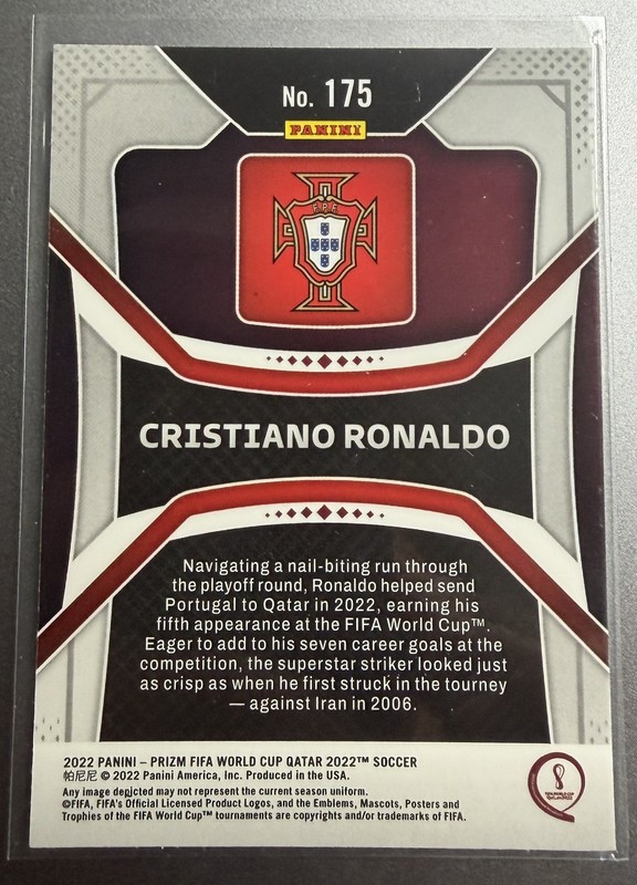 2022 Panini Prizm FIFA World Cup Soccer Cristiano Ronaldo view 2