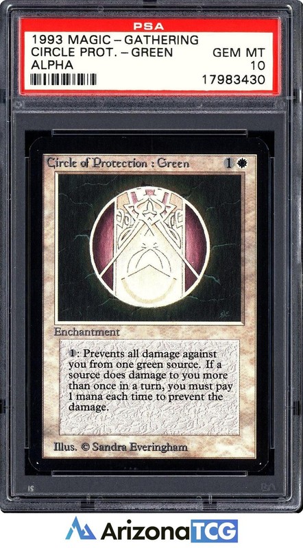 Magic: The Gathering 1993 Circle of Protection: Green Alpha GEM MINT PSA 10