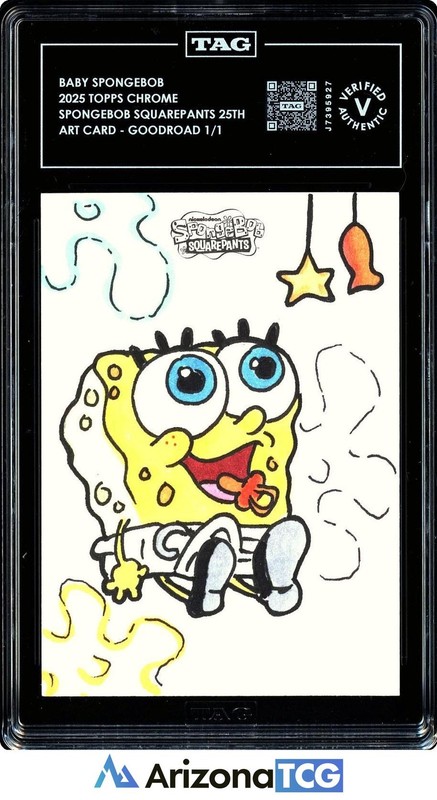 SpongeBob 2025 Baby SpongeBob 1/1 Topps Chrome SpongeBob 25th Anniversary TAG V