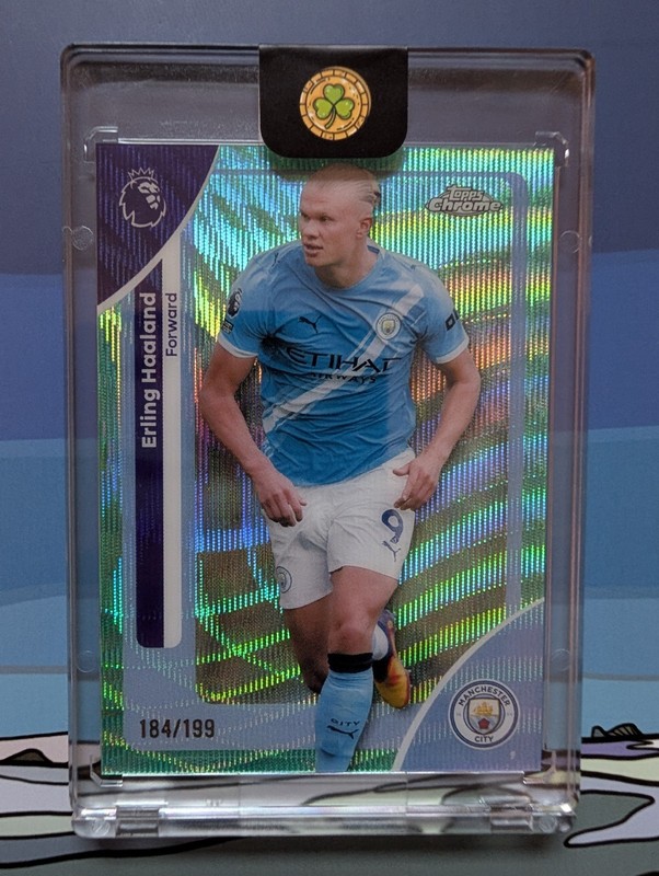 2026 Topps Chrome Premier League Soccer Erling Haaland Aqua Wave Refractor /199