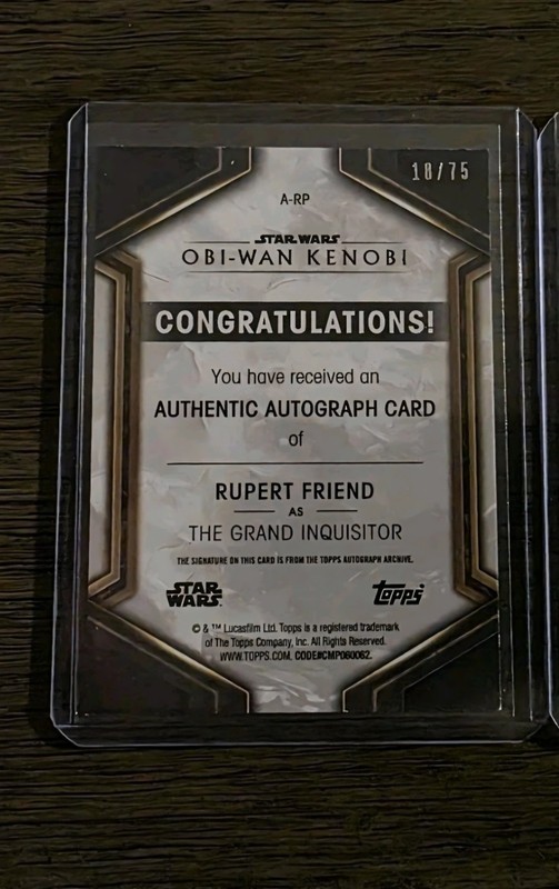 2023 Topps Star Wars Obi-Wan Kenobi /75 RUPERT FRIEND as GRAND INQUISITOR Auto view 2