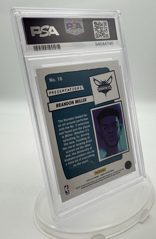 2023 NBA Hoops Presentations #16 - Brandon Miller, Charlotte Hornets, PSA 10!! view 2