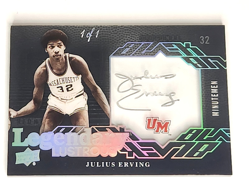2013 Upper Deck Black Julius Erving Legendary Lustrous Glass Panel Auto True 1/1