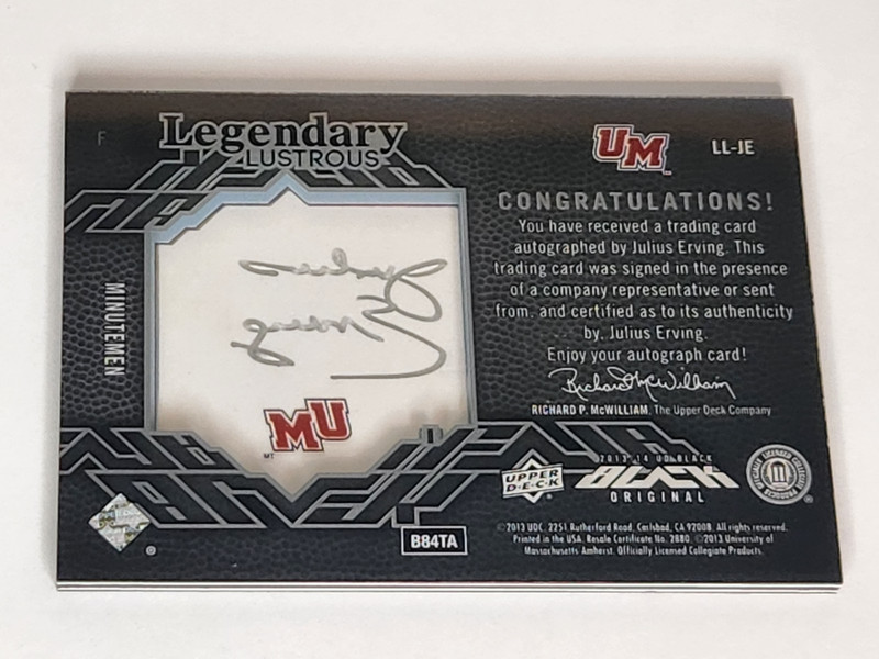 2013 Upper Deck Black Julius Erving Legendary Lustrous Glass Panel Auto True 1/1 view 2