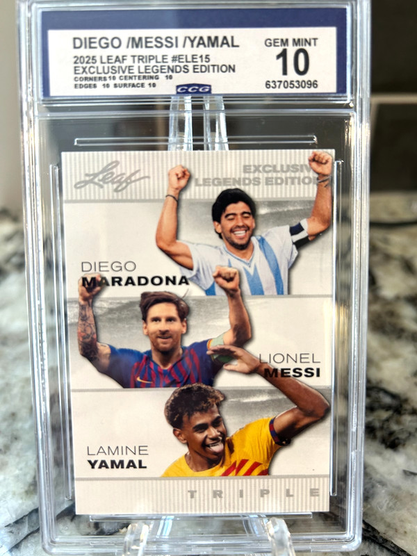 2025 Leaf Triple Maradona/Messi/Yamal Exclusive Legends Ed #ELE-15 Graded 10 Gem