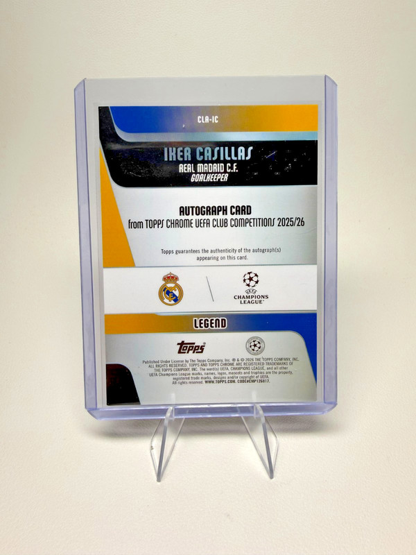 2025-26 Topps Chrome UEFA Club Iker Casillas Aqua Lava Legends Auto /199 view 2