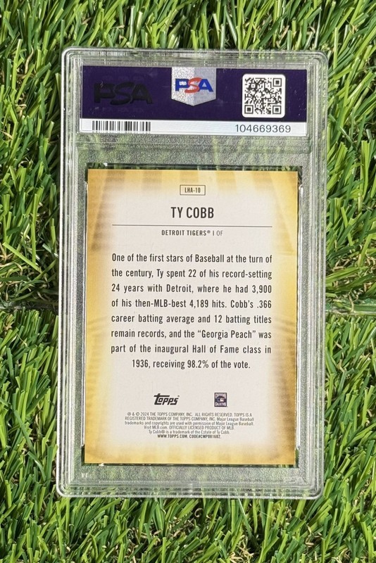 2024 Topps Legendary Home Field Advantage TY Cobb #LHA10 PSA 10 Gem Mint POP 16 view 2