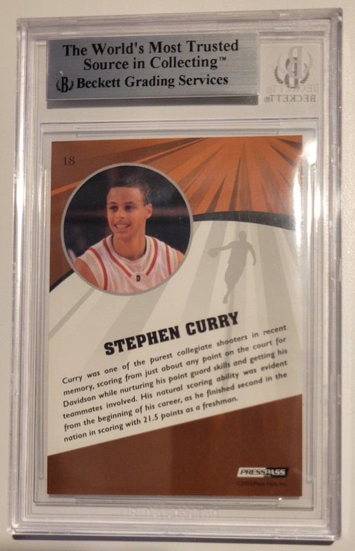Beckett 2009 PRESS PASS FUSION #18 STEPHEN CURRY GRADE 9 MINT view 2