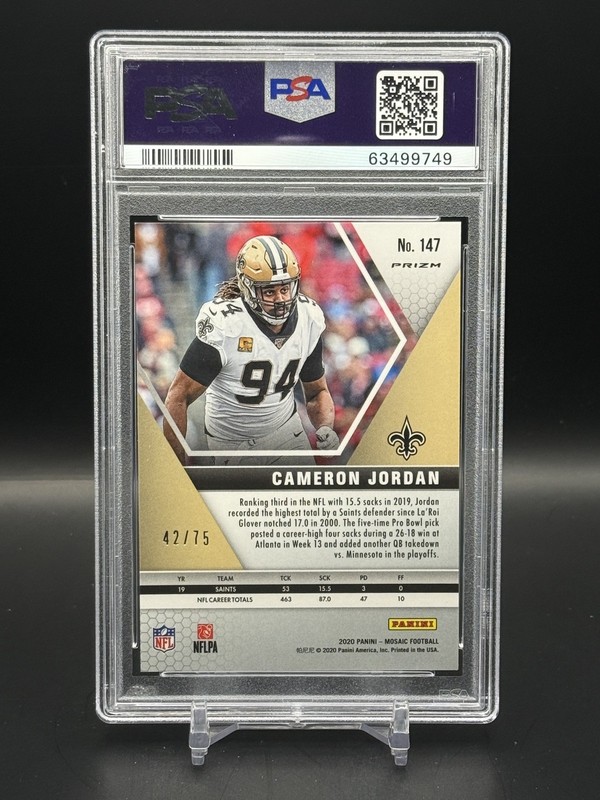 2020 Mosaic Blue No Huddle #147 Cameron Jordan 42/75 PSA 10! view 2