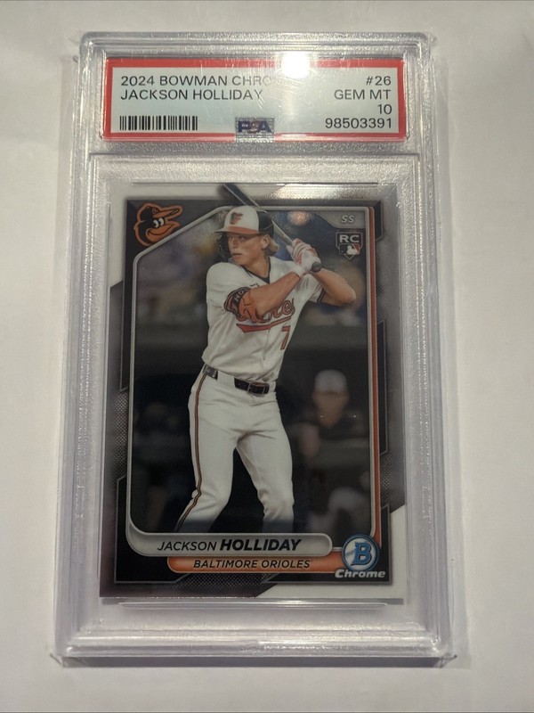 Jackson Holliday 2024 Bowman Chrome PSA 10 Gem MT #26 Orioles RC view 1