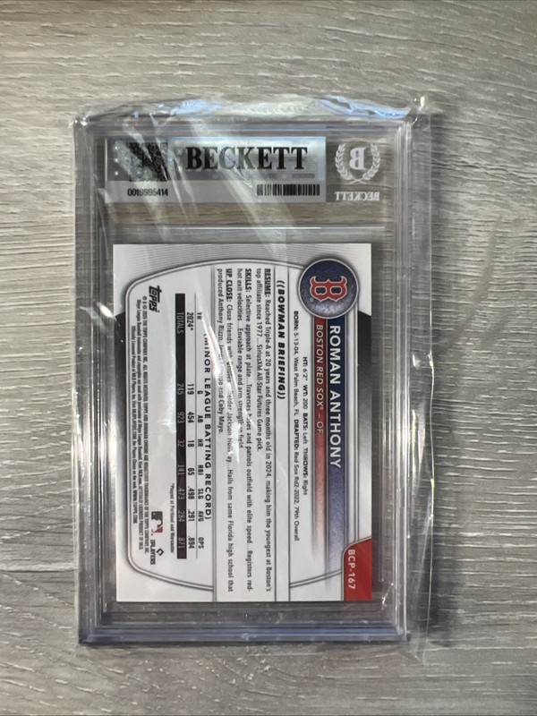 2025 Bowman Chrome Mega Box Refractor Roman Anthony #BCP167 BGS 9 view 2