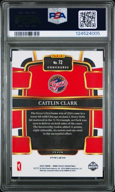 2024 Select Silver Prizm Caitlin Clark PSA 10 #72 RC Card NEW Case view 2
