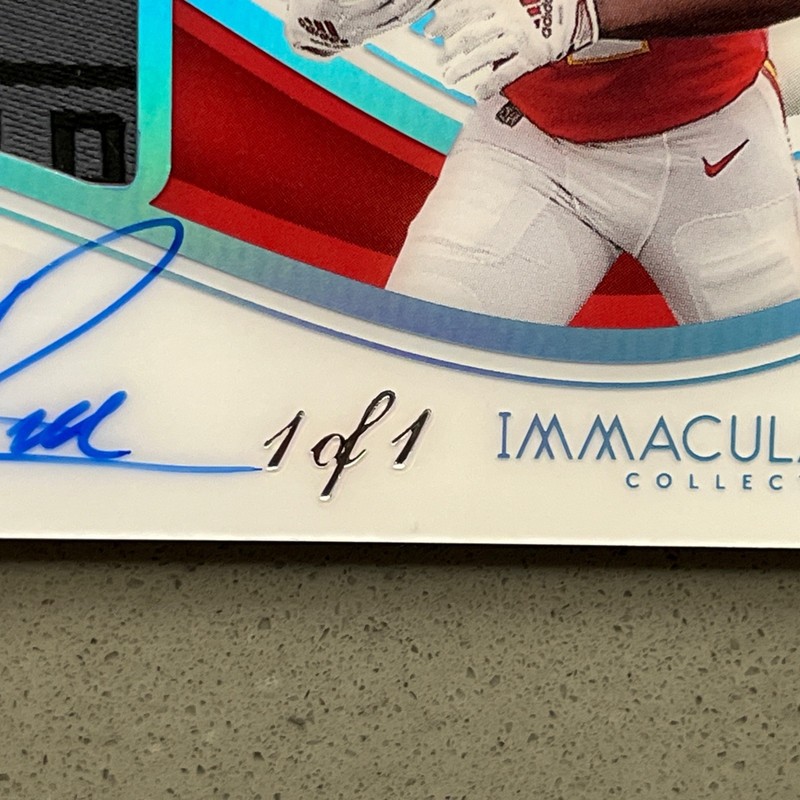 2023 Panini Immaculate Rashee Rice Platinum Shield Swoosh Tag Rookie Auto 1/1 view 2