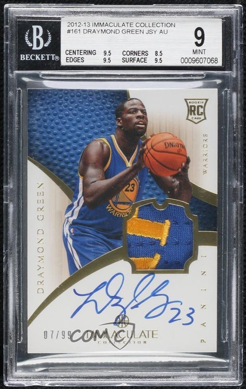 2012 Immaculate Collection #161 DRAYMOND GREEN Rookie Auto Patch 7/99 BGS 9