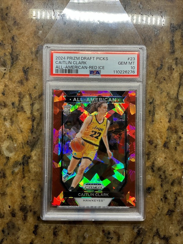 CAITLIN CLARK 2024 Panini Prizm Draft Picks All-American non auto Red Ice PSA 10 view 2