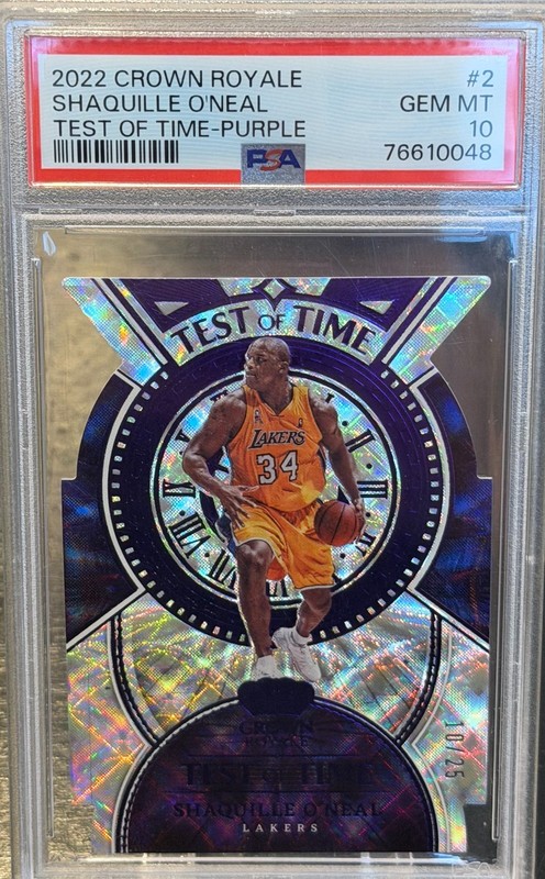 2022-23 Panini Crown Royale Test of Time Purple Shaquille O'Neal /25 PSA 10