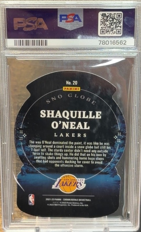 2021-22 Panini Crown Royale - Sno Globe Shaquille O'Neal #20 Purple /25 PSA 10 view 2