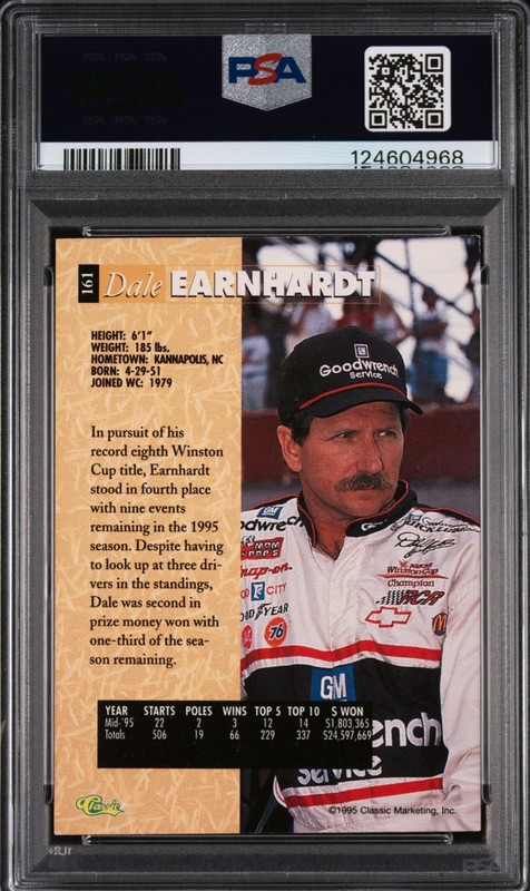 1995 CLASSIC 5 SPORT DALE EARNHARDT SR Card Auto Psa 4 Pop 1 None Higher view 2