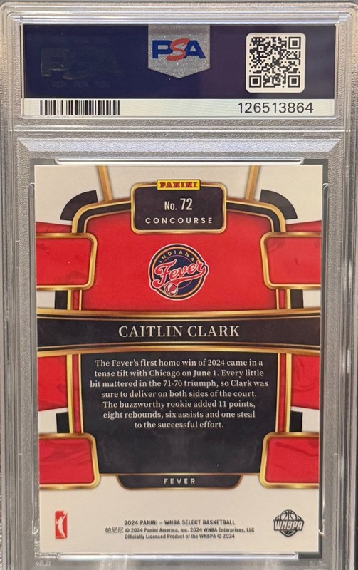 2024 Panini Select WNBA - Concourse Caitlin Clark #72 Silver Prizm (RC) PSA 9 view 2