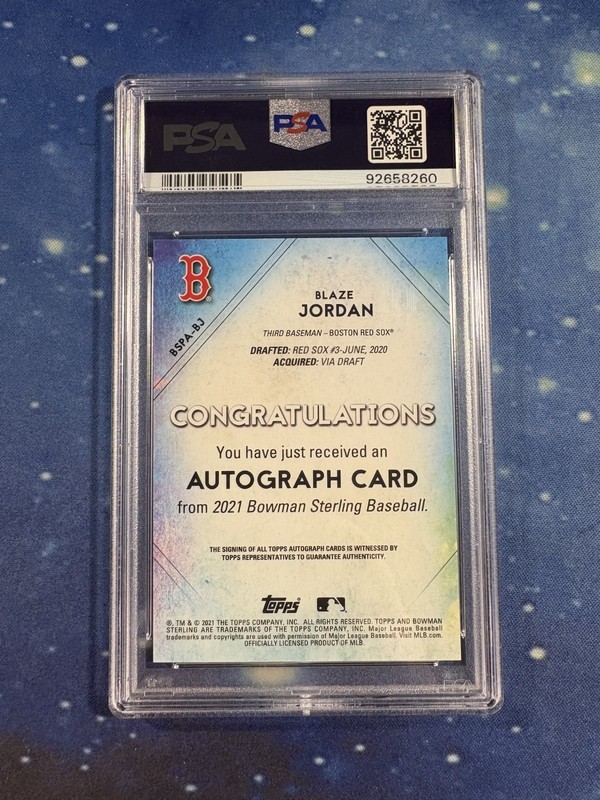 Blaze Jordan Auto 2021 Bowman Sterling #BSPA-BJ Wave Refractor /125 PSA 10 view 2