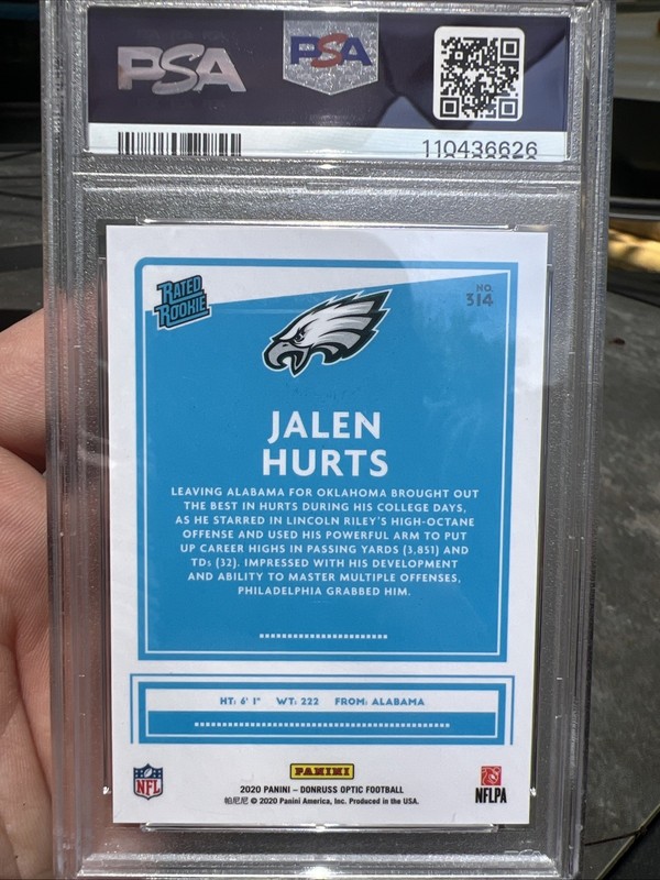 🎯PSA 10 GEM MINT 2020 Panini Donruss Optic JALEN HURTS Rated Rookie VARIATION💪 view 2