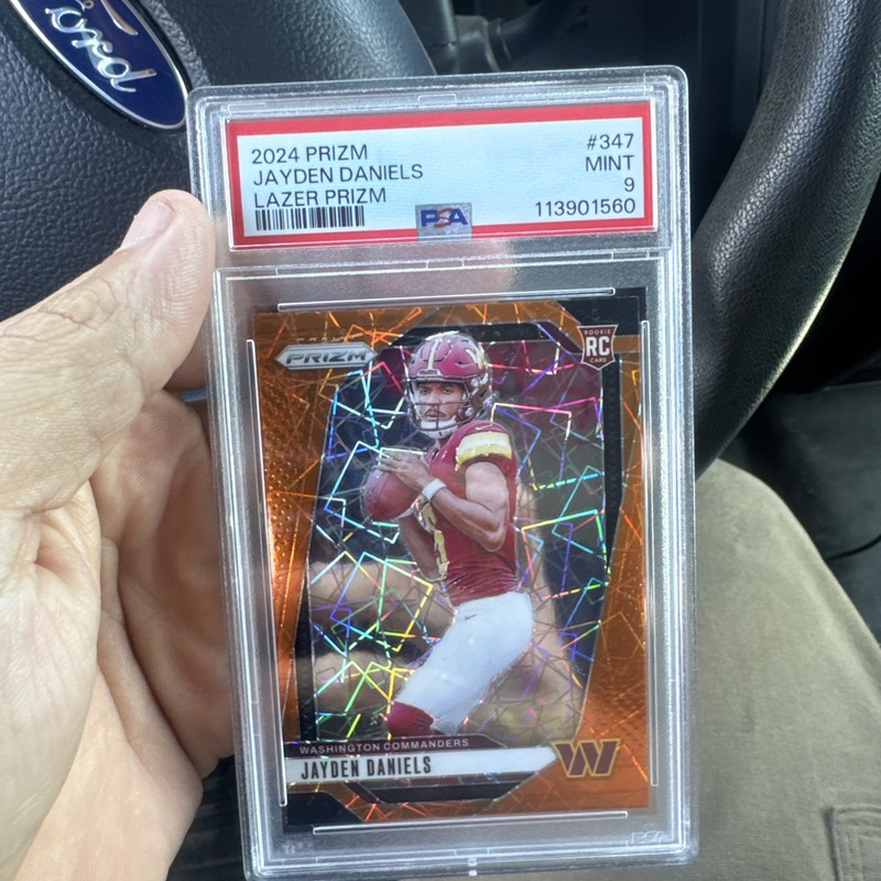 2024 Panini Prizm Jayden Daniels Orange Lazer Prizm #347 PSA 9