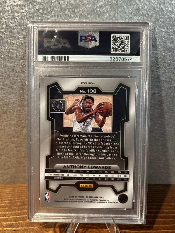 2023 Anthony Edwards Prism Cracked Ice Psa Nine view 2