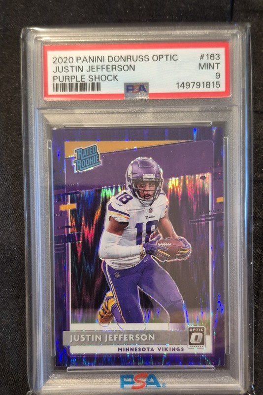 2020  Donruss Optic  Rated Rookies Justin Jefferson #163 Purple Shock Prizm (RC)