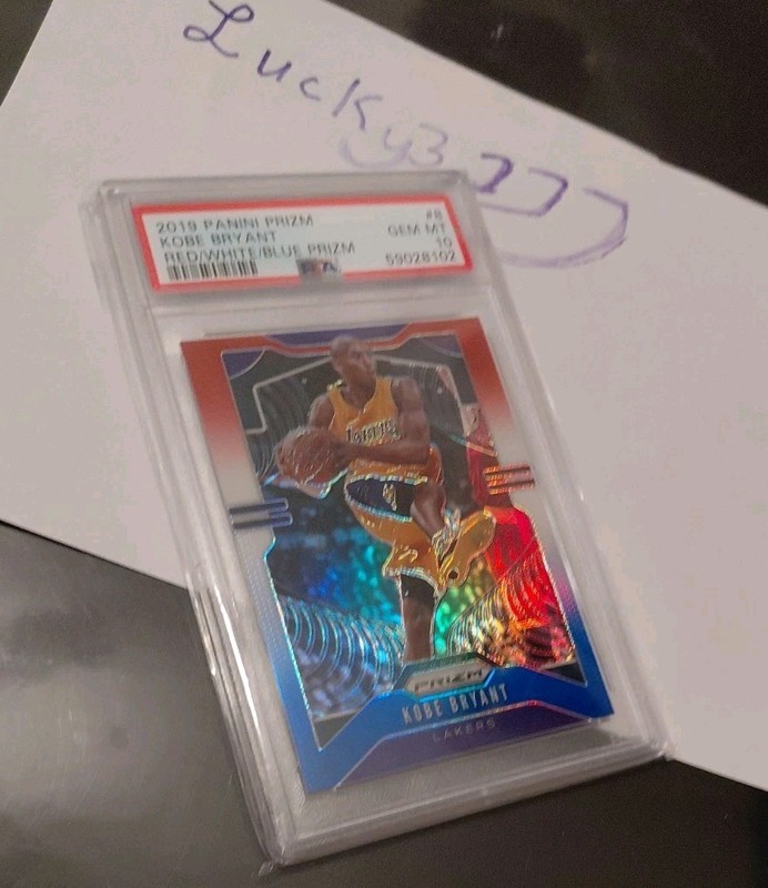 Panini Prizm 2019-20 Kobe Bryant #8 Red/White/Blue Prizm PSA 10 Last Year KOBE! view 2