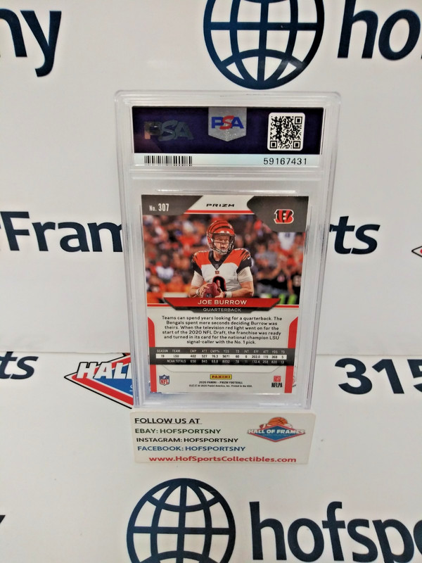 2020 PANINI PRIZM JOE BURROW ROOKIE ORANGE DISCO PRIZM COLOR MATCH PSA 10 view 2