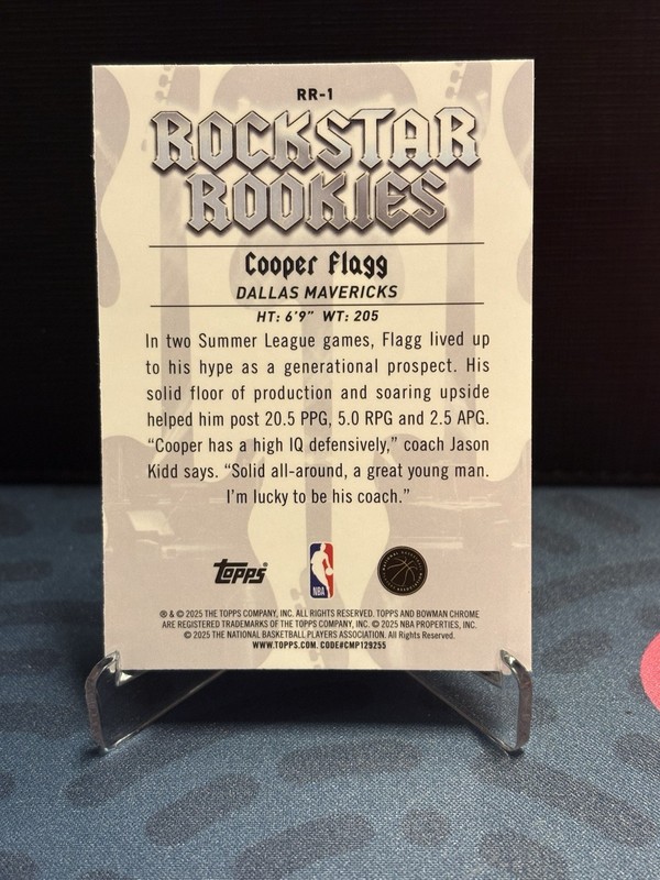 2025-26 Bowman NBA Basketball Cooper Flagg Rockstar Rookies #RR-1 view 2