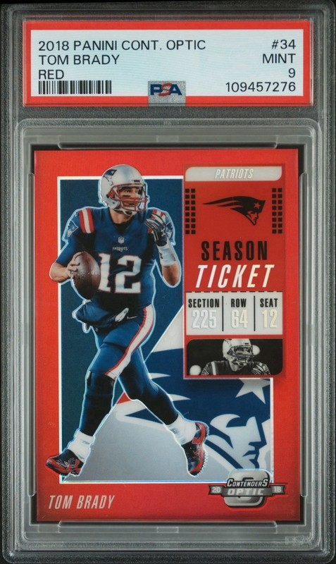2018 Panini Contenders Optic #34 Tom Brady Red 087/199 PSA 9 Color Match