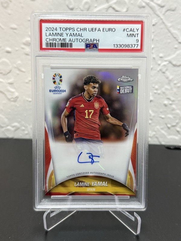 2024 Topps Chrome UEFA Euro Sapphire National Debut Lamine Yamal #17 Spain PSA 9