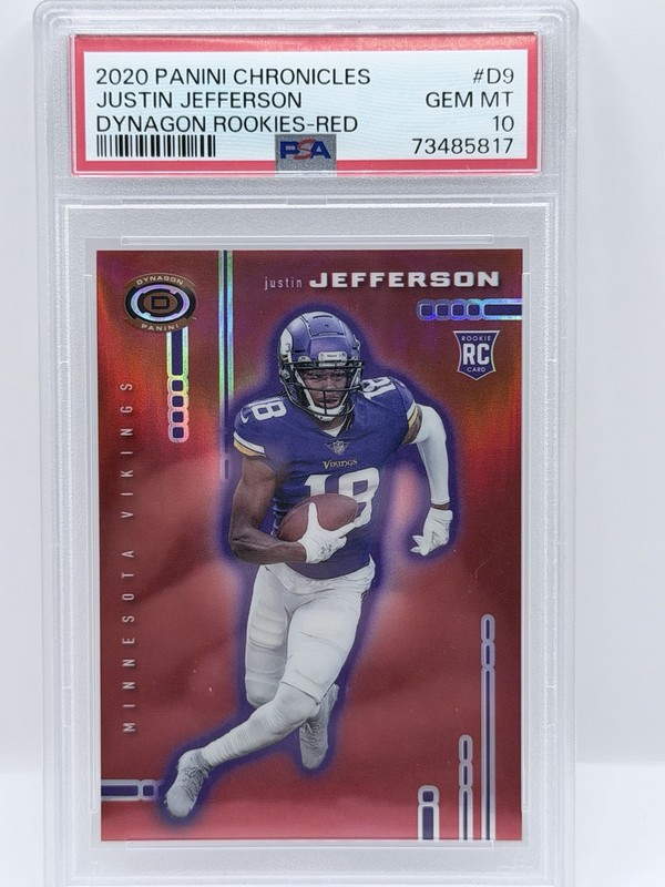 2020 Panini Chronicles - Dynagon Justin Jefferson #D-9 Red Prizm /99 (RC) PSA 10