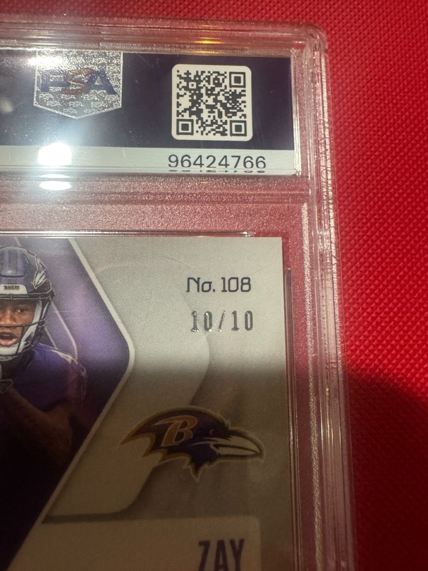 2023 Panini Phoenix Rookies Zay Flowers #108 Black Seismic Auto 10/10 PSA 10 view 2