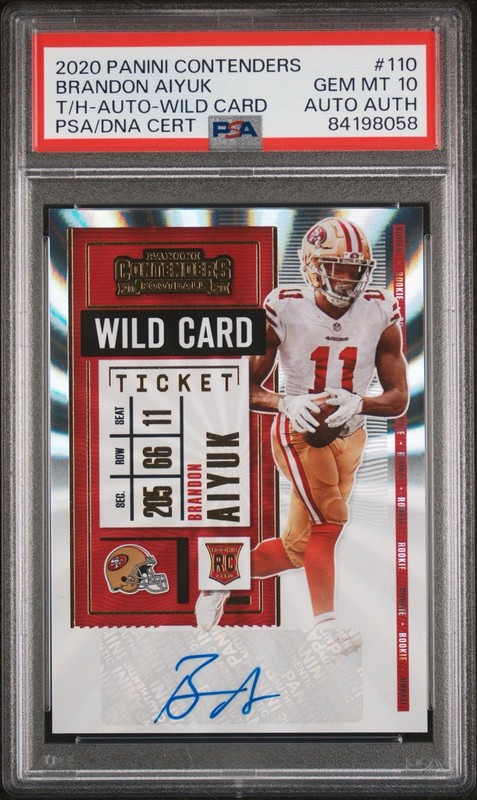2020 PANINI CONTENDERS #110 BRANDON AIYUK ROOKIE AUTO VARIATION PSA 10 RC 49ERS