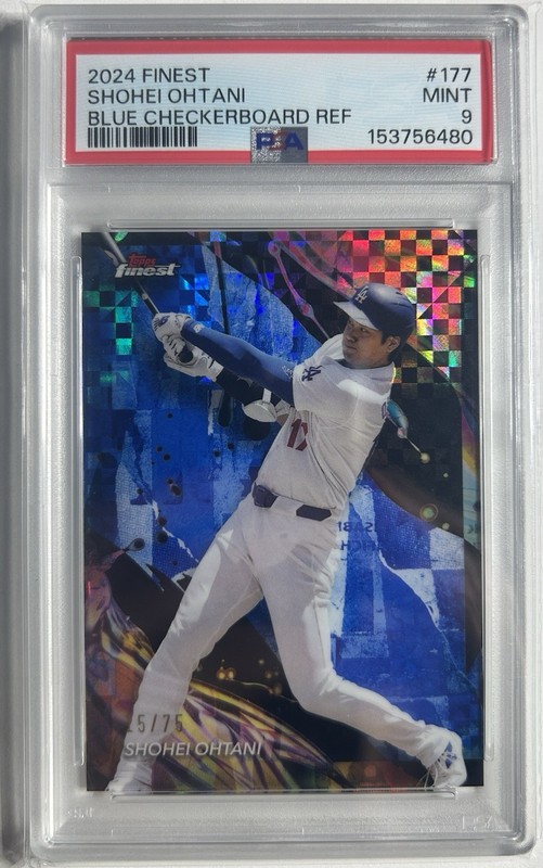 2024 Topps Finest Shohei Ohtani Blue Checkerboard Refractor /75 PSA 9 π₯π₯ view 1