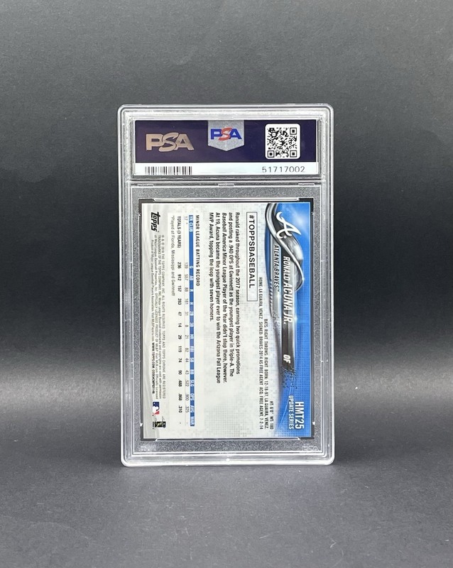 2018 Topps Chrome Update Ronald Acuna Jr. RC Rookie #HMT25 GEM PSA 10 Braves view 2