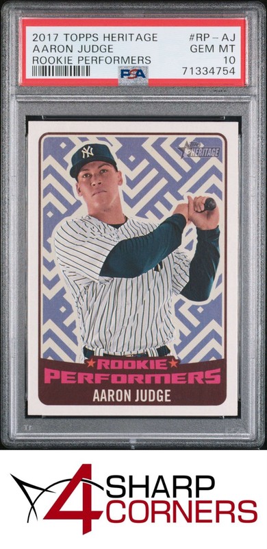 2017 TOPPS HERITAGE ROOKIE PERFORMERS #RP-AJ AARON JUDGE RC PSA 10