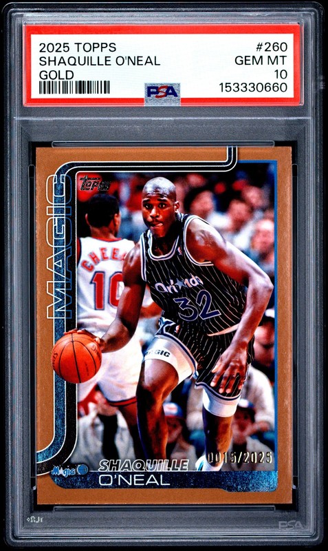 💎2025 Topps Shaquille O'Neal #260 Gold Parallel /2025 PSA 10 POP 2💎