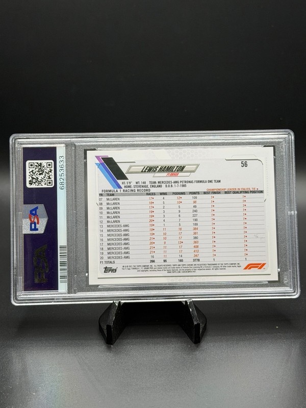 2021 Topps Chrome F1 Lewis Hamilton PSA 9 view 2