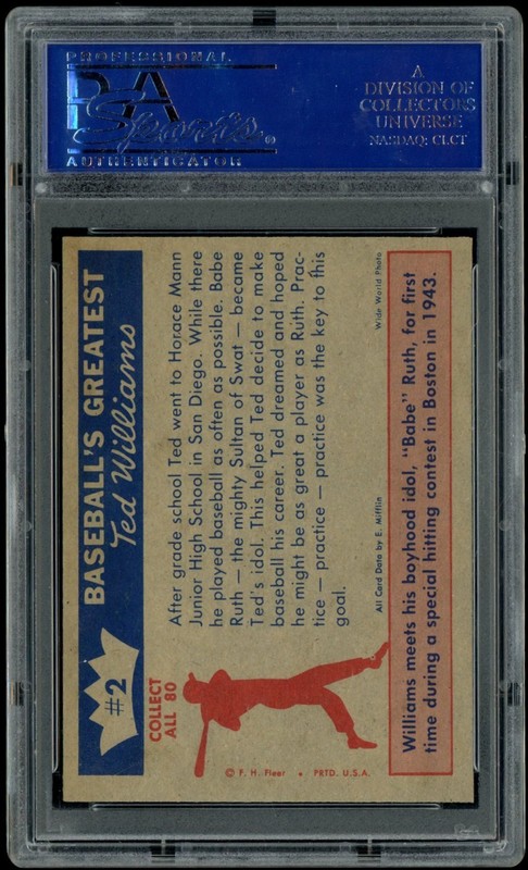 1959 Fleer Ted Williams #2 Ted's Idol Babe Ruth PSA 7 view 2