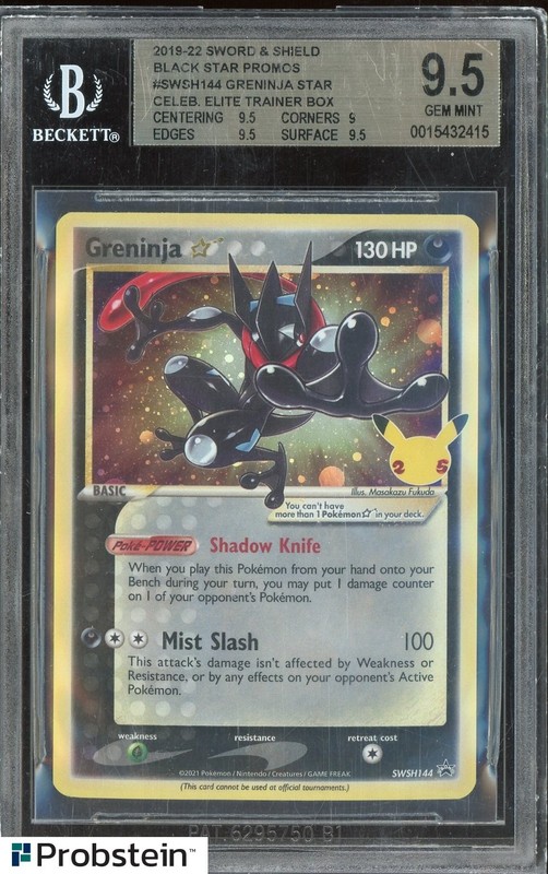 2019-22 Pokemon SWSH BSP #SWSH144 Greninja Gold Star Celebrations ETB BGS 9.5