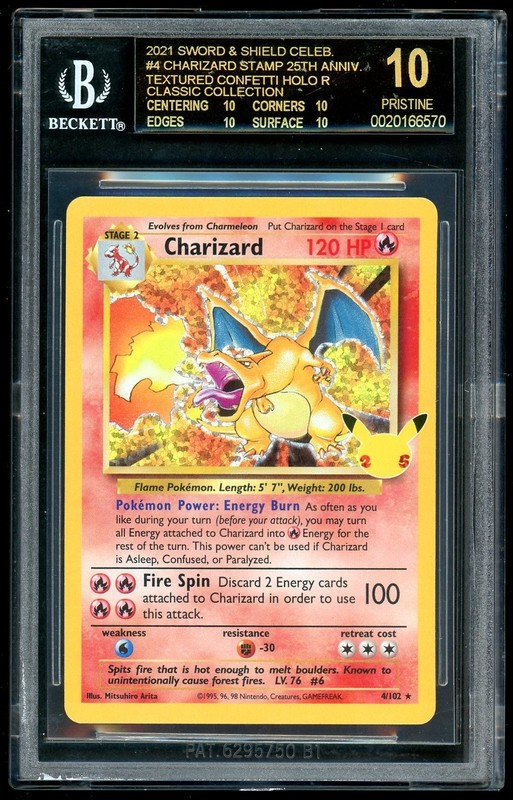 2021 Pokemon SWSH Charizard 25th Ann. Holo R Classic Coll. BGS 10 Black Label
