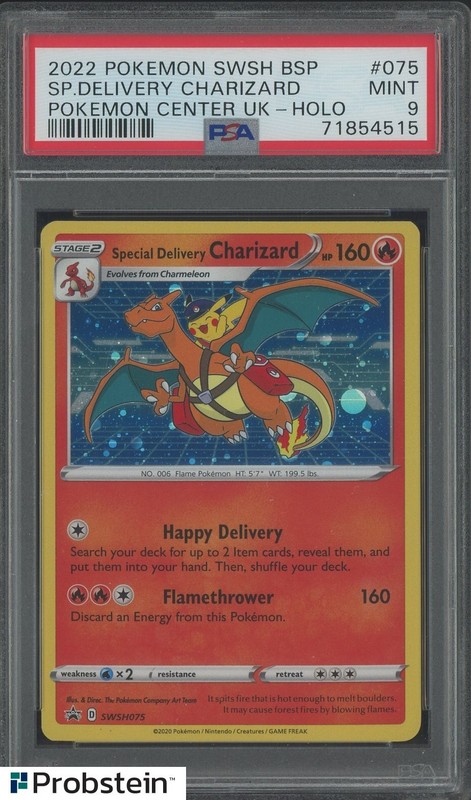 2022 Pokemon SWSH BSP PC UK #075 Special Delivery Charizard Holo PSA 9 MINT