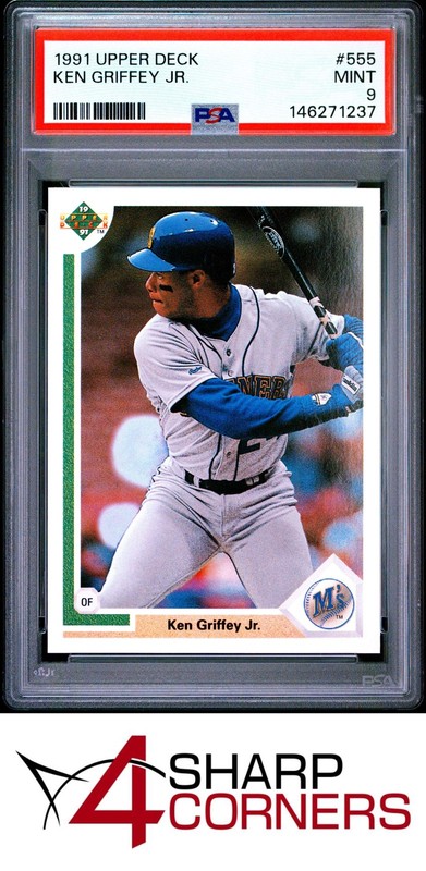 1991 UPPER DECK #555 KEN GRIFFEY JR. MARINERS HOF PSA 9