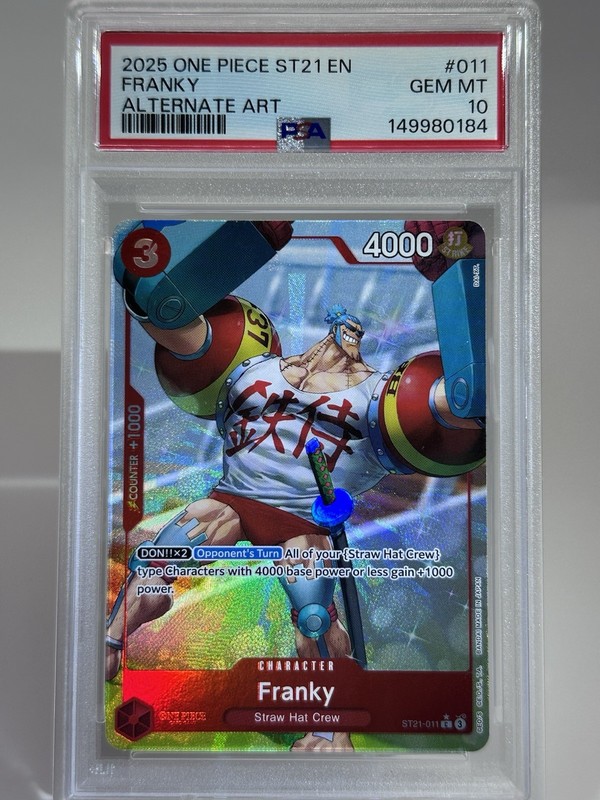 PSA 10 Franky 011 Alternate Art One Piece Card 2025 011 ST21