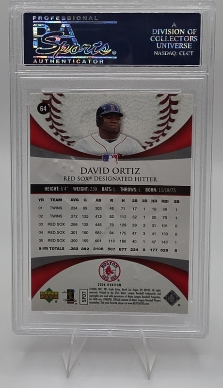 2006 Upper Deck Ovation David Ortiz PSA 10 Boston Red Sox view 2