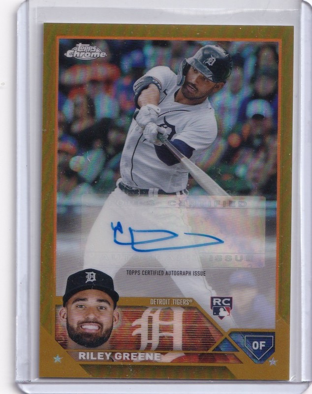 2023 Topps Chrome Update Riley Greene Auto RC True Gold Refractor #/50 